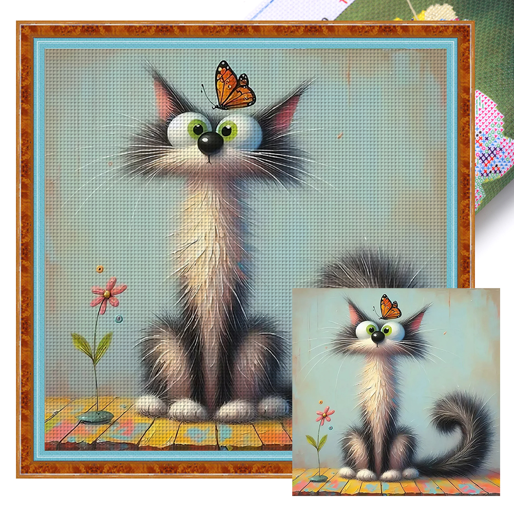 Cat Full 11CT Pre-stamped Canvas(40*40cm) Cross Stitch