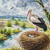 Happy Crane-14CT Stamped Cross Stitch 34*34cm/13.39*13.39in tapestrymarket