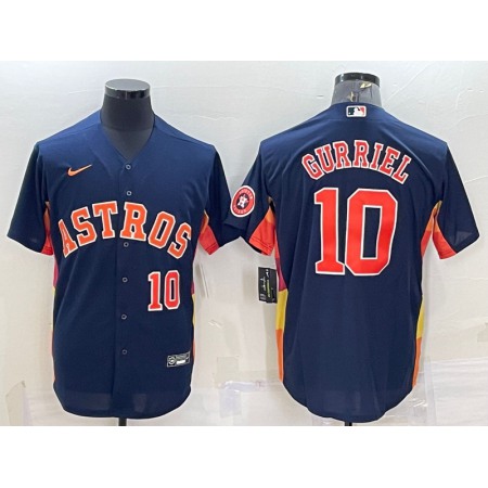 Men's Houston Astros #10 Yuli Gurriel Navy With Patch Cool Base Stitched Jersey FOI9