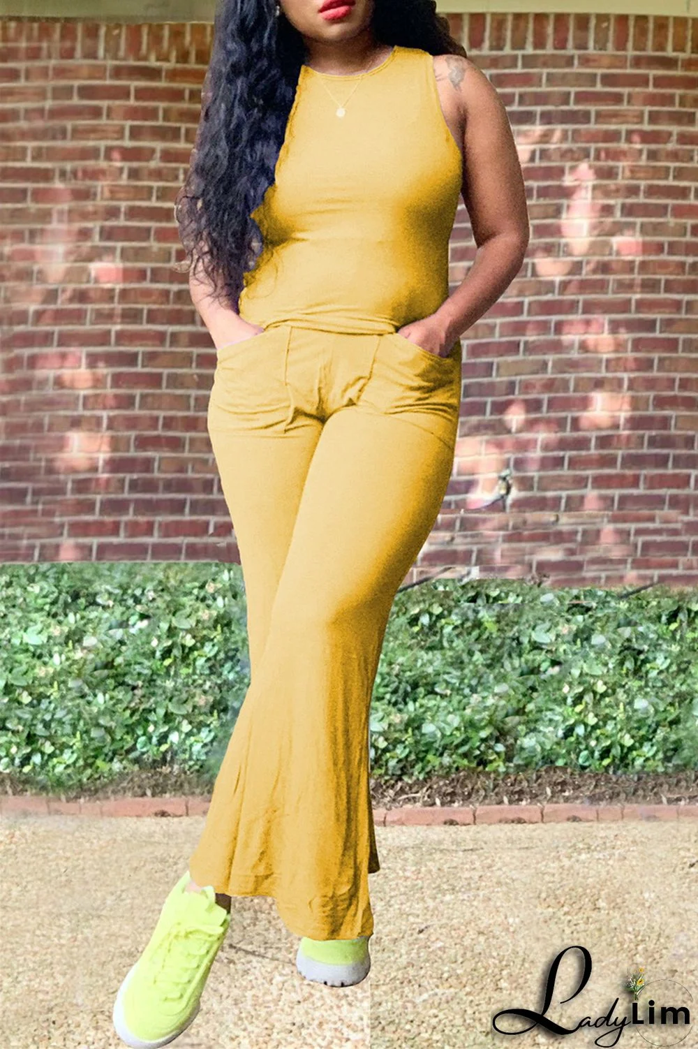 Purple Fashion Casual Solid Split Joint O Neck Sleeveless Two Pieces