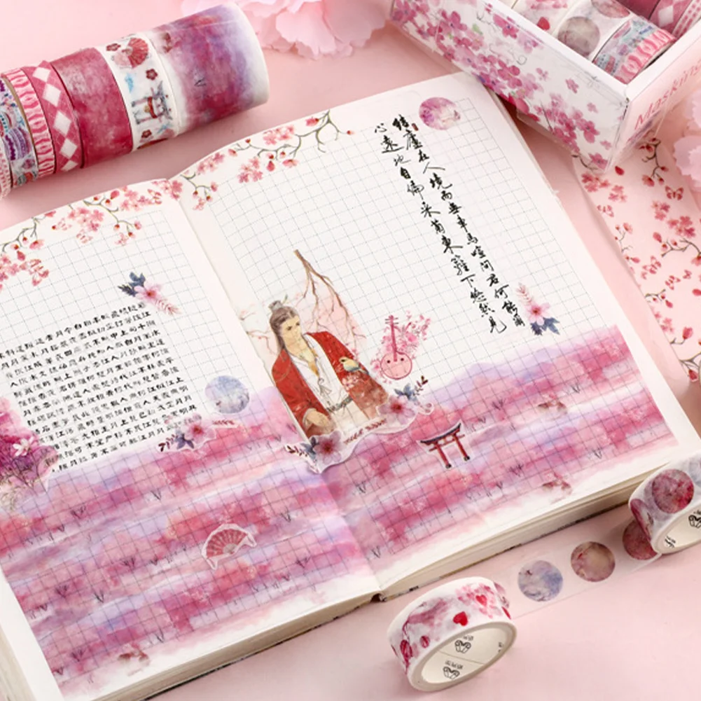 10 Rolls Adhesive Tape Washi Tape Set Color Tape