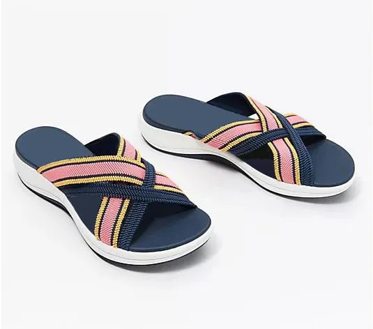 Women Cross Strap Slippers Platform Open Toe Mixed Color Wedges Female Sandals Summer Outdoor Beach Slipper Women Shoes Comfy
