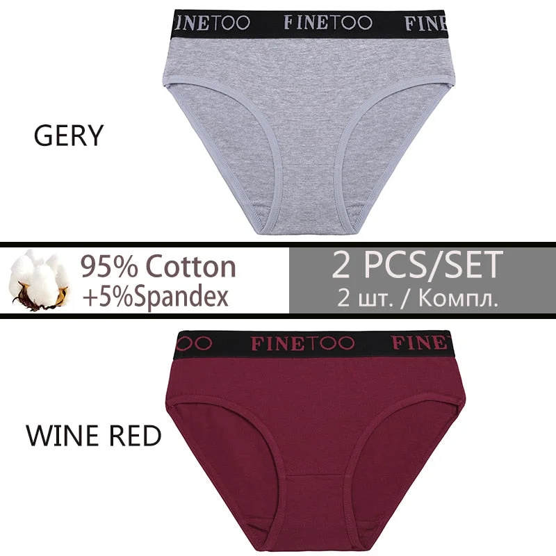 FINETOO 2PCS/Set Cotton Sexy Women Underwear Fashion Letter Women Panties Low-waisted Lingerie Female Girls 2021 Briefs M-XXL