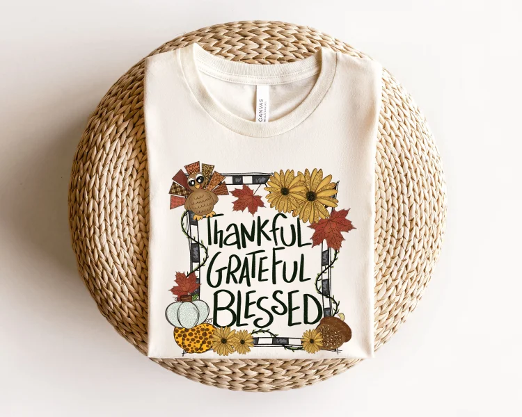 Thankful Grateful Blessed Shirt, Thanksgiving Shirt, Fall Shirt, Fall Teacher Shirt socialshop