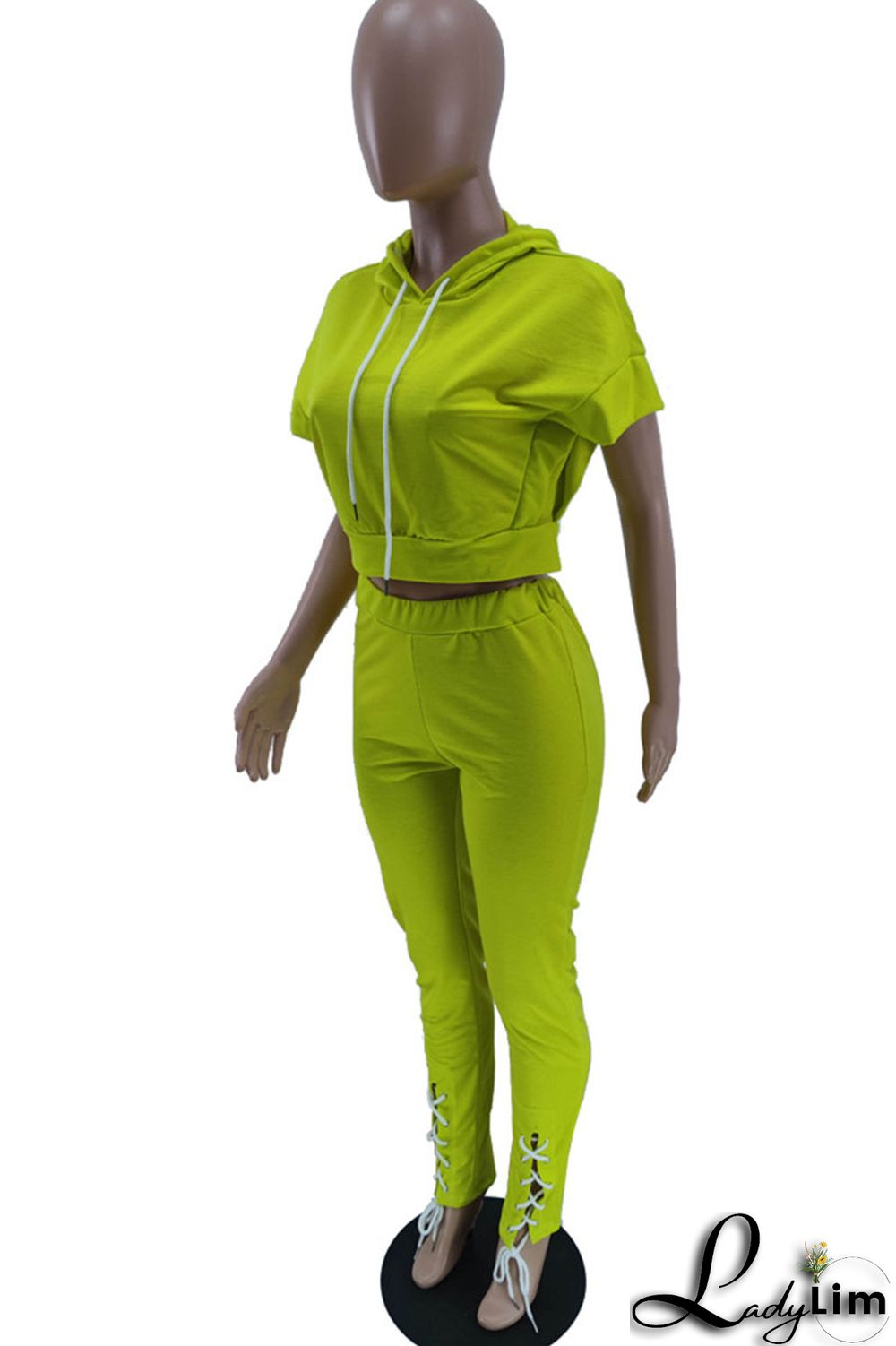 Yellow Casual Solid Split Joint Hooded Collar Short Sleeve Two Pieces