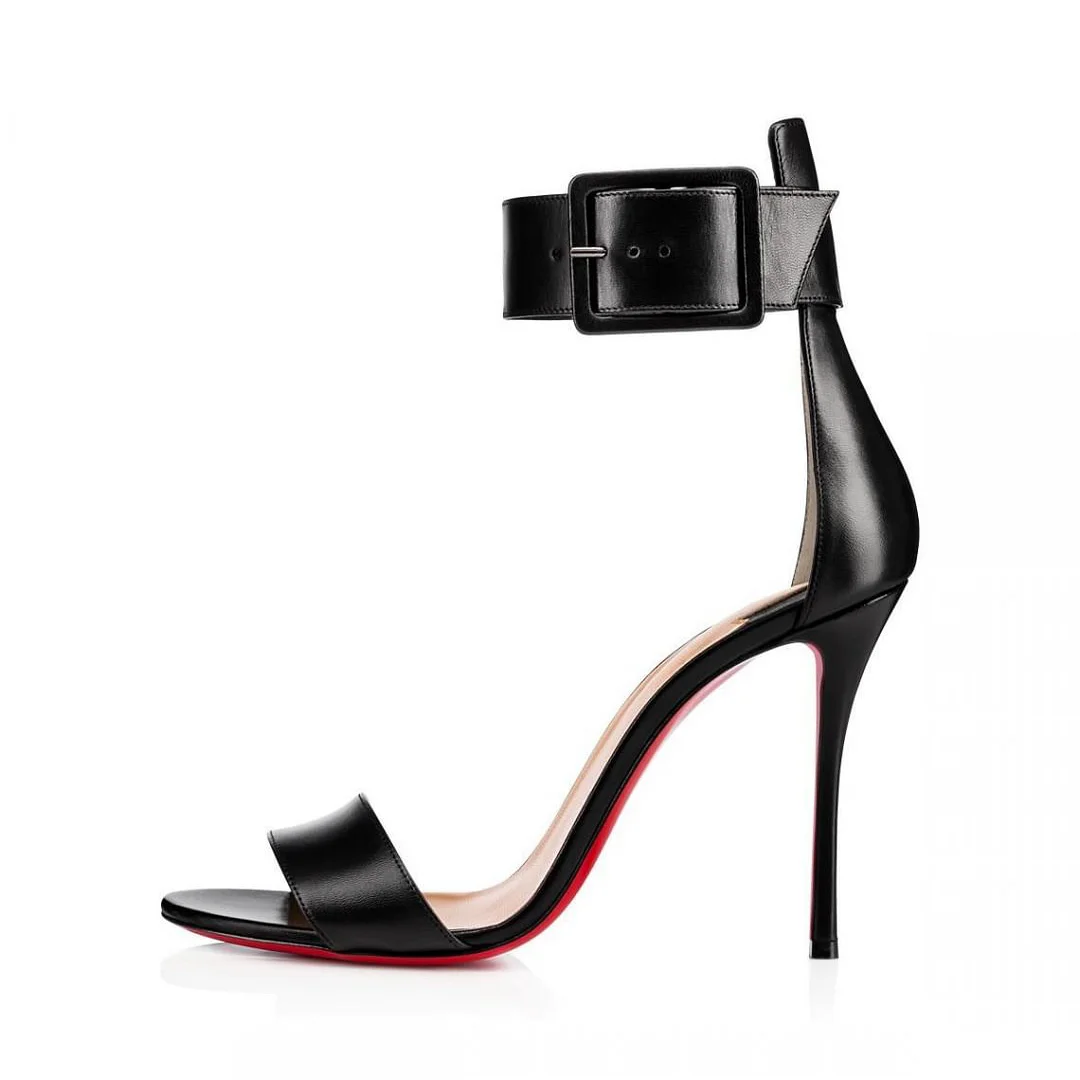 100mm Women's Red Bottom Open Toe Sandals Ankle Strap High Heel Summer Shoes-MERUMOTE