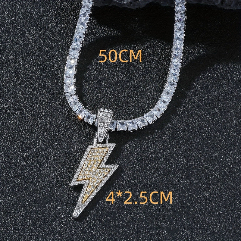 Hip-Hop Retro Lightning Copper Inlay Zircon Women's Pendant Necklace