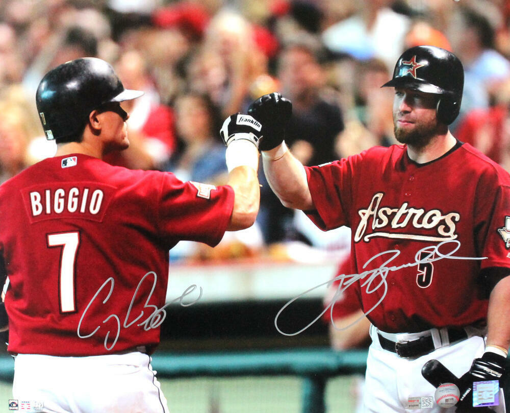 Craig Biggio/Jeff Bagwell Autographed 16x20 Fist Bump Photo Poster painting- Tristar Auth *Silvr