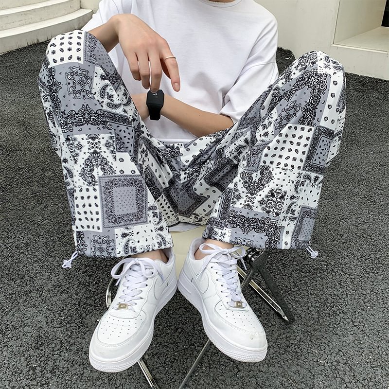 Fashion Loose Straight Printed Mopping Harem Pants