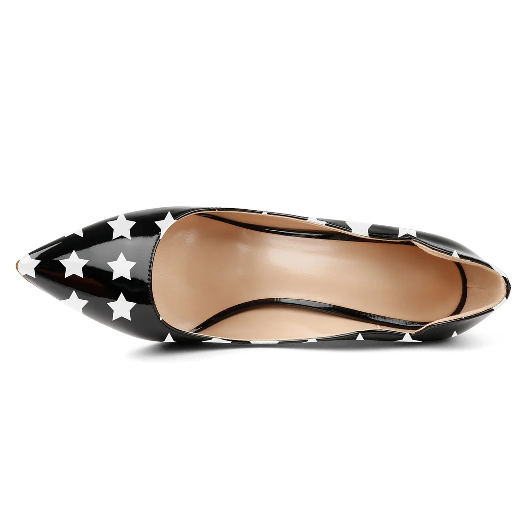 Star picture，4.72 inch/12cm  Pointed Toe Pumps High Heel Sexy Stilettos Slip On Office Cute Evening Dress Stilettos