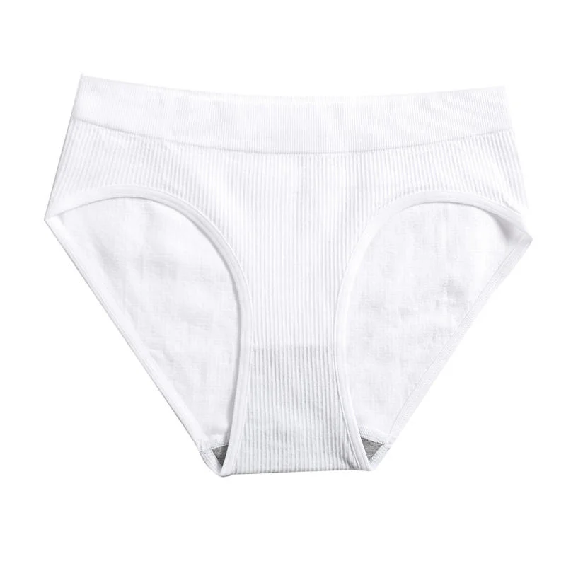 Billionm Women Seamless Cotton Panties Sexy Mid Waist Briefs Girls Solid Colors Ribbed Underpants Female Comfortable Intimates Lingerie