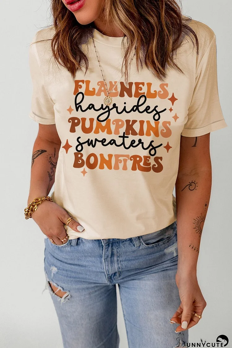 Letter Graphic Round Neck T-Shirt
