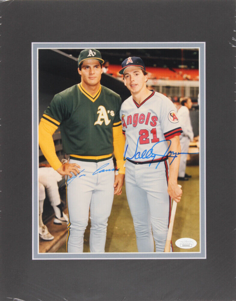 2fer Signed A's Jose Canseco Angels Wally Joyner 8x10 Photo Poster painting 2xMat 11x14 Display