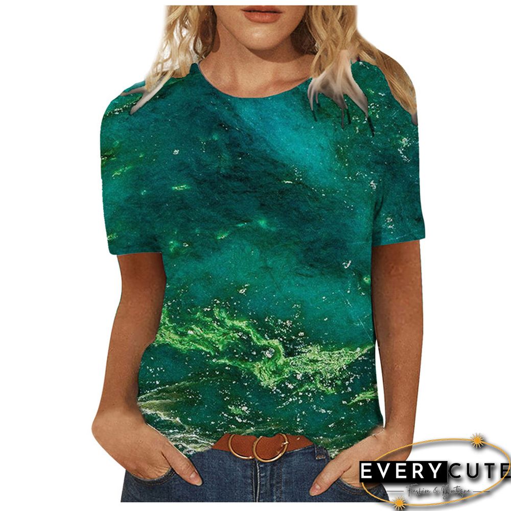 Women 3D Landscape Painting Positioning Sunflower Print T Shirt New Summer Vintage Casual Short Sleeve O-Neck Size Top