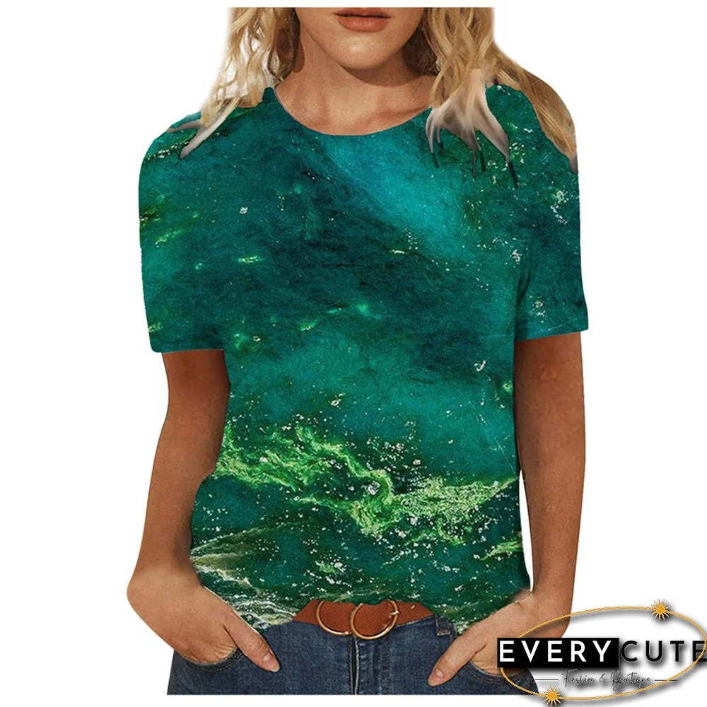 Women 3D Landscape Painting Positioning Sunflower Print T Shirt New Summer Vintage Casual Short Sleeve O-Neck Size Top