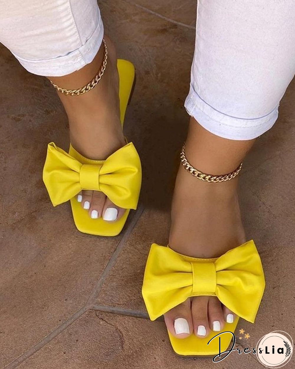 Bowknot Open Toe Flat Sandals