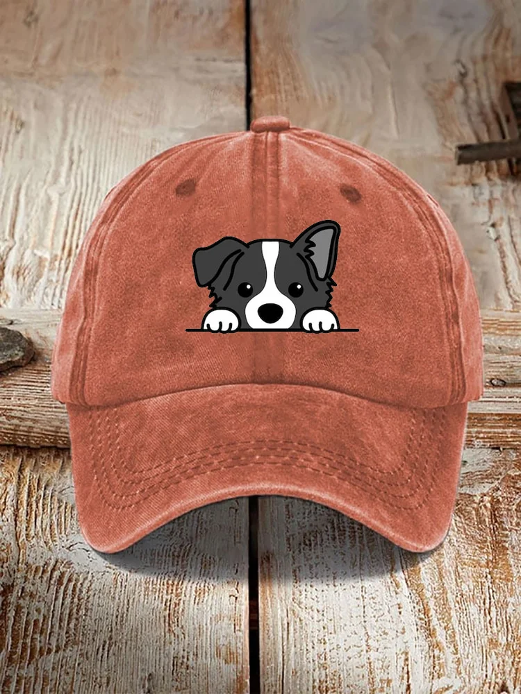 Unisex Casual Pet Dog Print Washed Hat