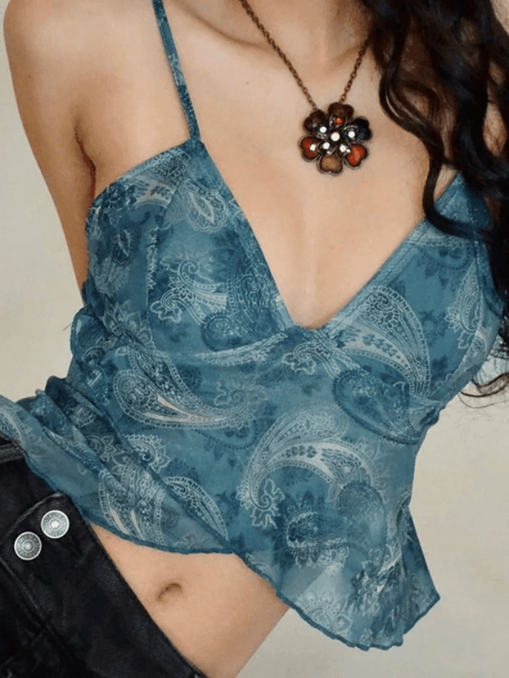 Toloer Cross Over Mesh Crop Cami Top-Outfit Ideas