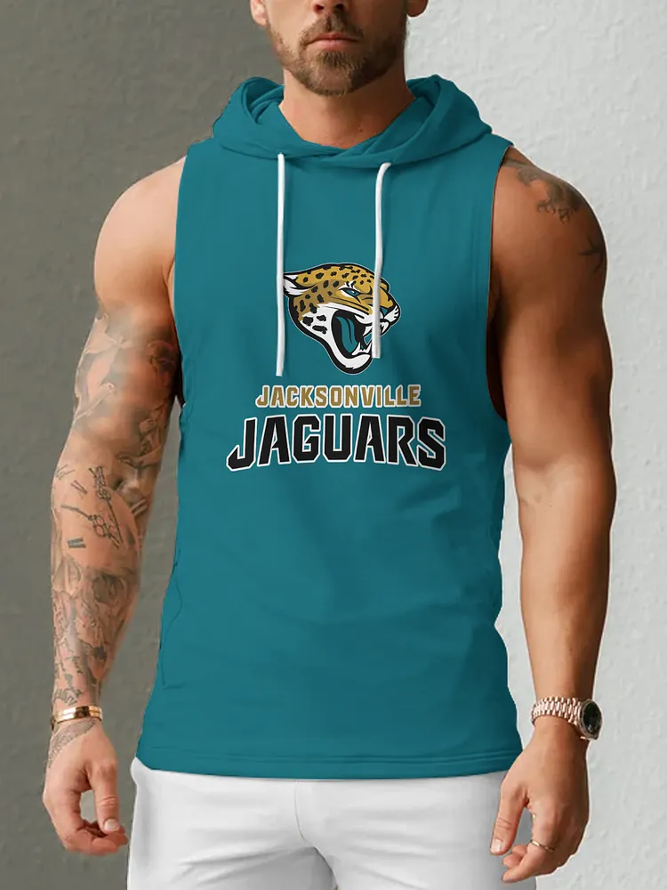 Jacksonville Jaguars Men's  Casual Comfy Sleeveless Hooded Tank Top