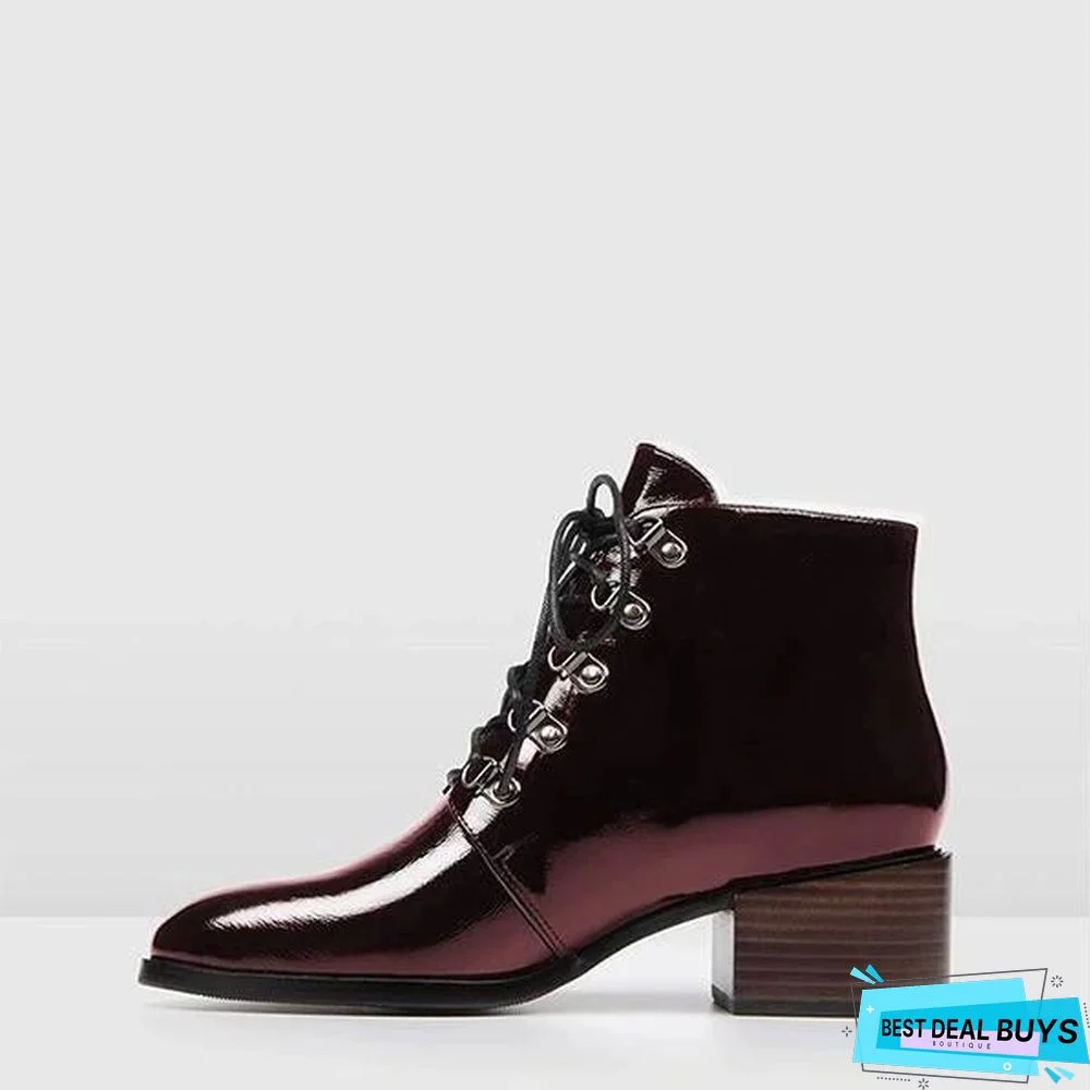 Lady's Stylish Lace-Up Heels Ankle Boots