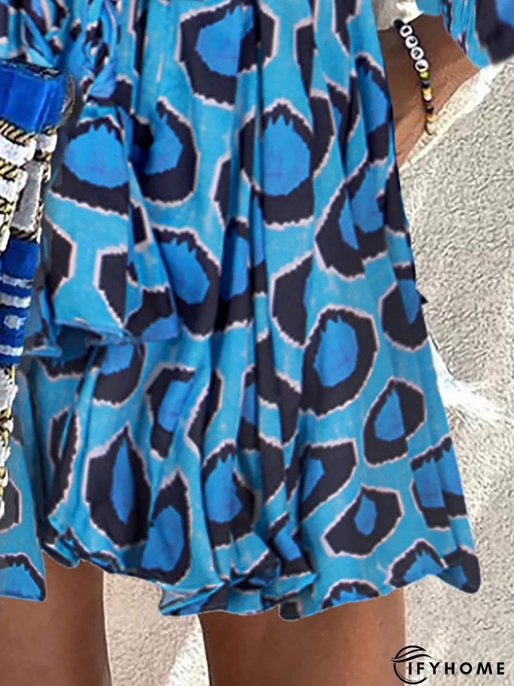 A-Line Balloon Sleeve Leopard Print Weaving Dress | IFYHOME