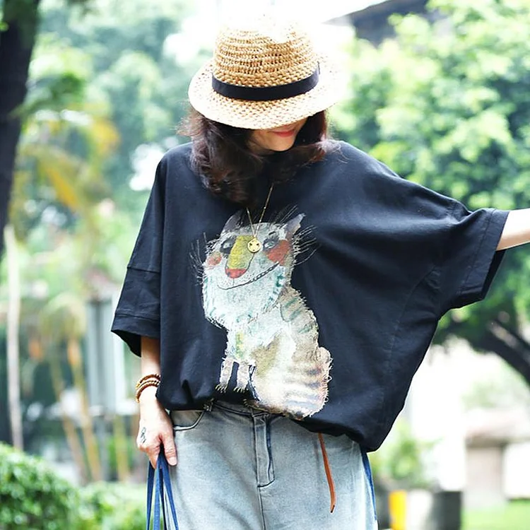 women pure cotton blouse casual Animal Printing Loose Casual Summer Women Blouse