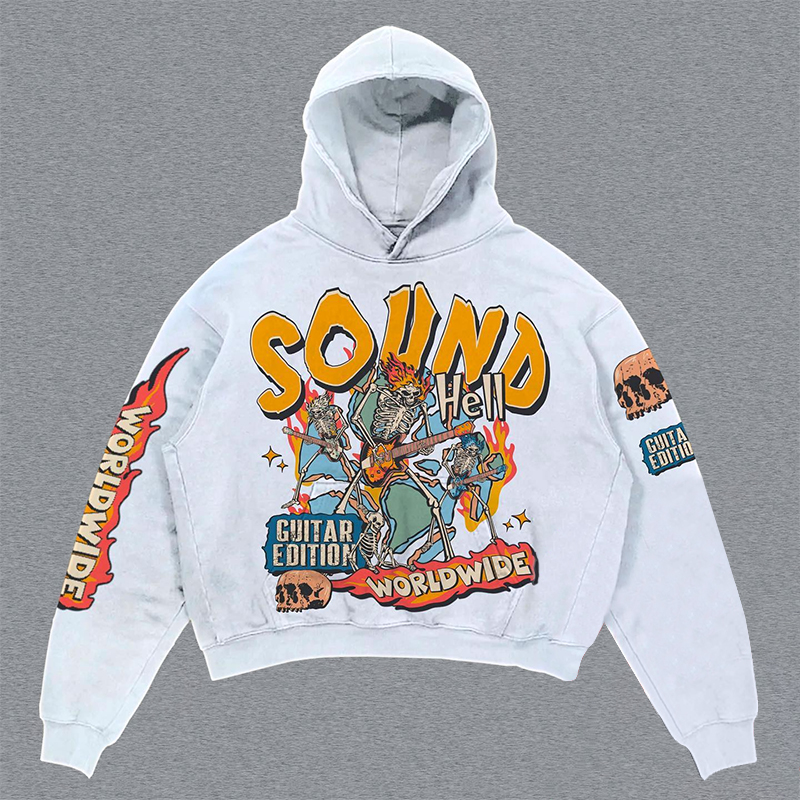 Personalized preppy style skull print hoodie