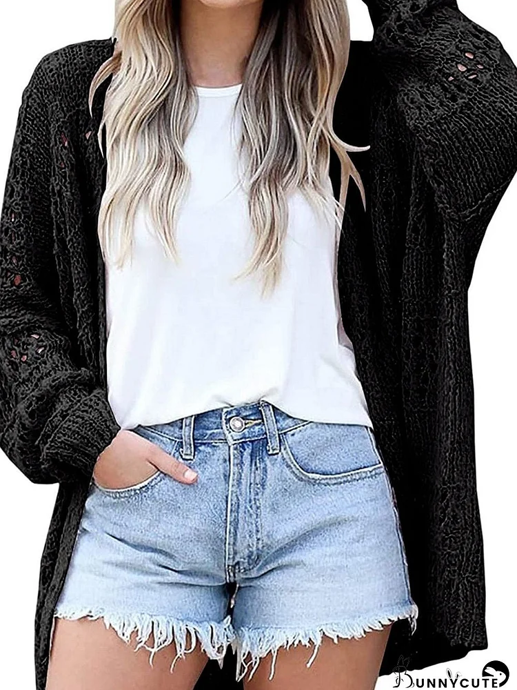 Open Front Knit Cardigan Plus Size