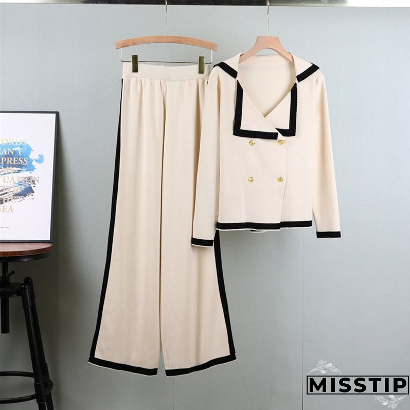 Women's Autumn Classic Style Temperament Long Sleeve Knitted Suits