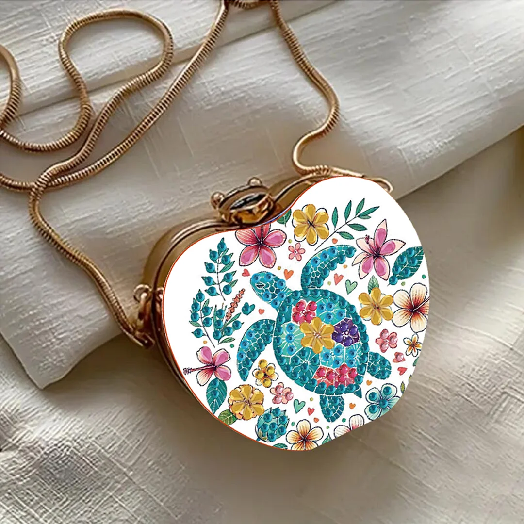 Turtle DIY Acrylic Love Art Diamond Painting Coin Purse w/ Chain for Women Girl