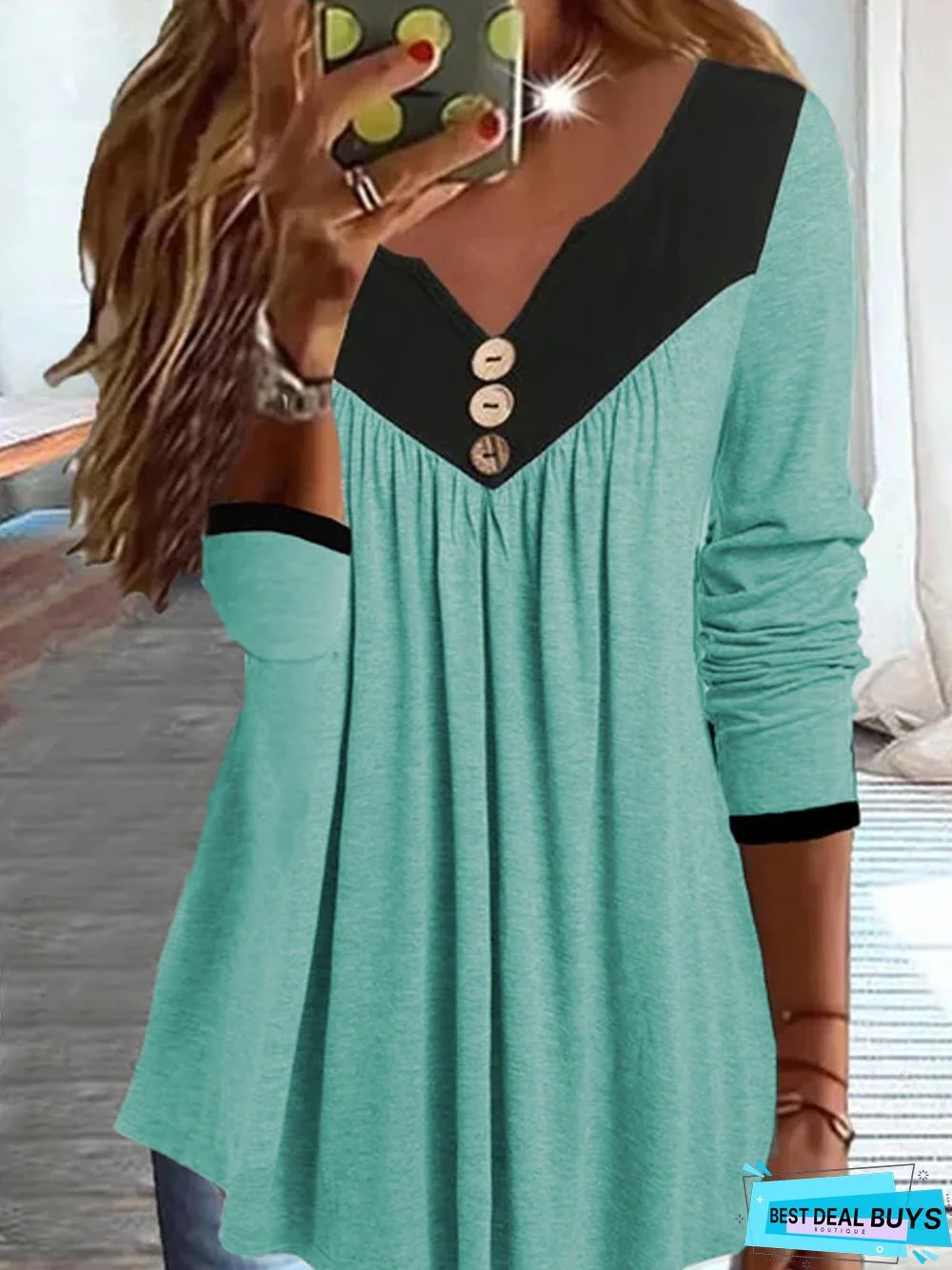 Color Block Loose Top tunic