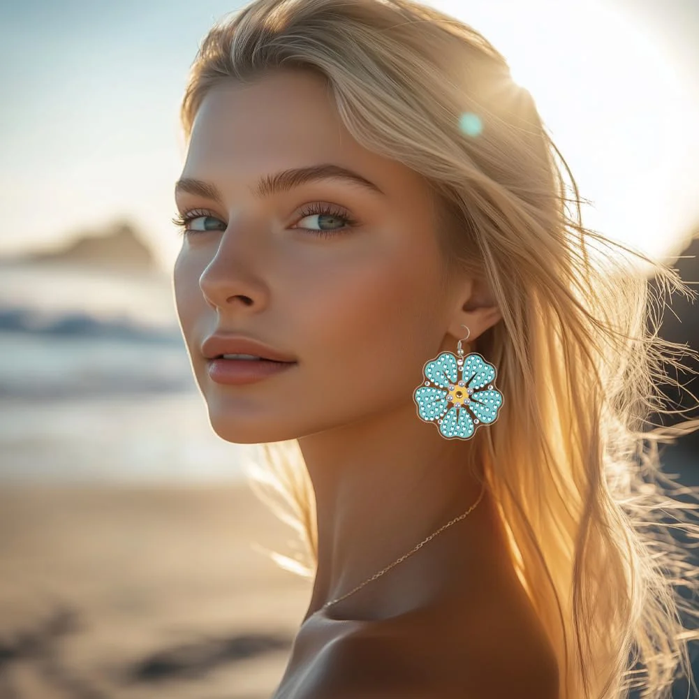 12 Pairs Leaves DIY Diamond Art Earrings Double Sided Diamond Painting Earrings