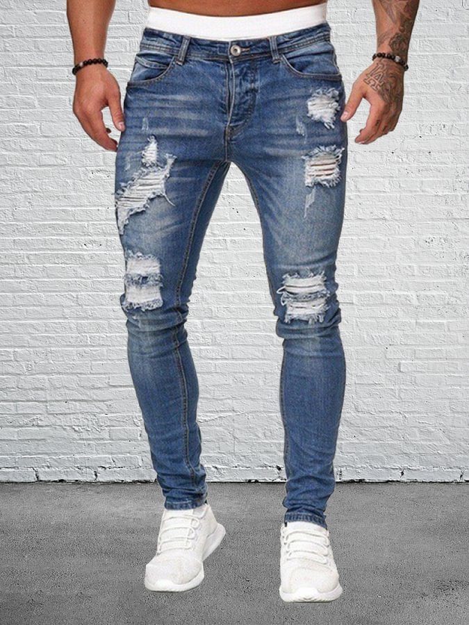 Men's Ripped Patch Jeans
