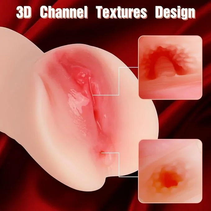 2 IN 1 Dual Pocket Pussies, Male Masturbator Realistic Textured Male Sex Toys