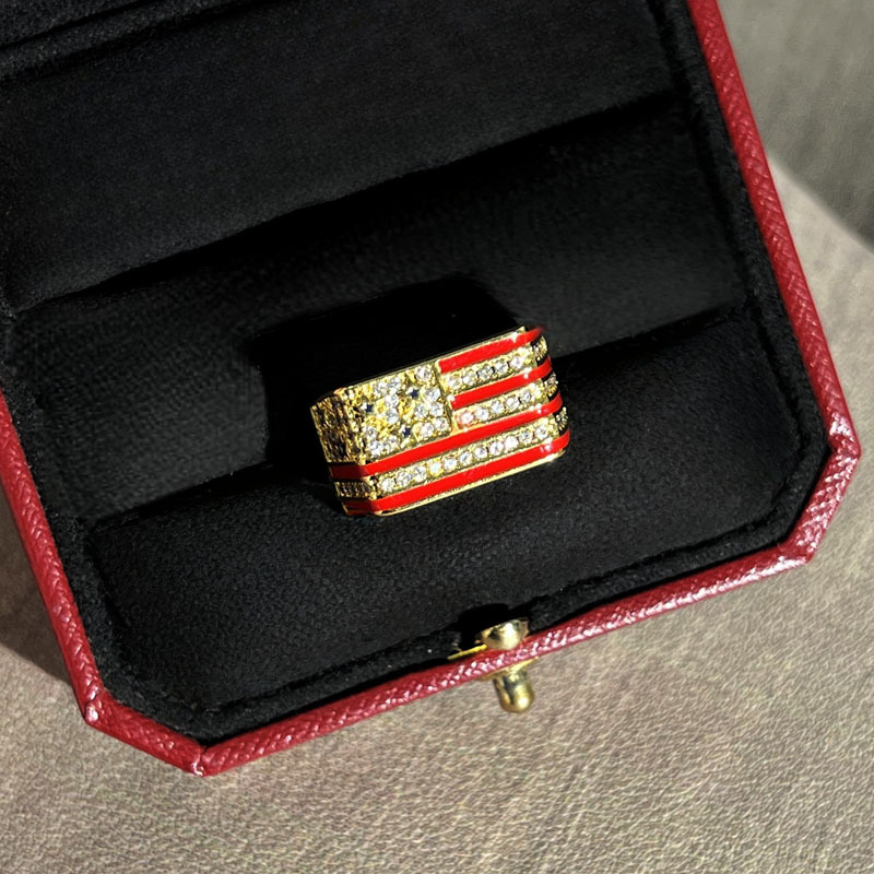 European and American fashion British style flag-shaped ring unisex retro simple elegant light luxury ring