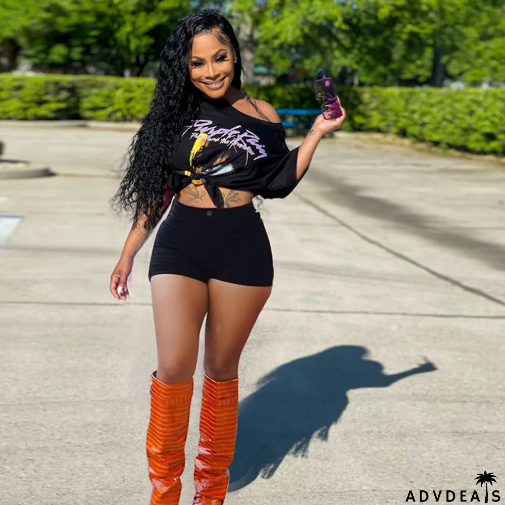 Casual Print Shorts Sports Suit