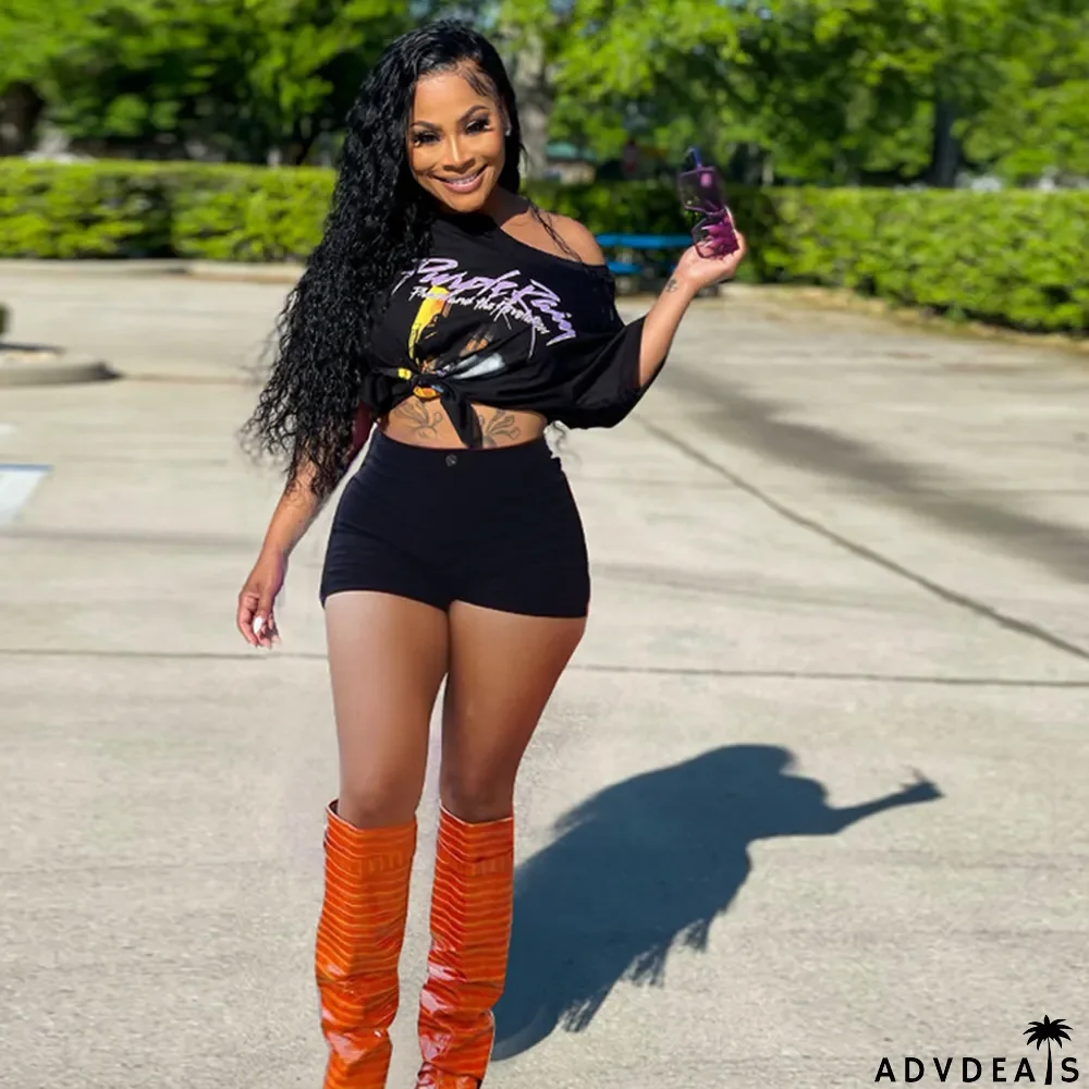 Casual Print Shorts Sports Suit