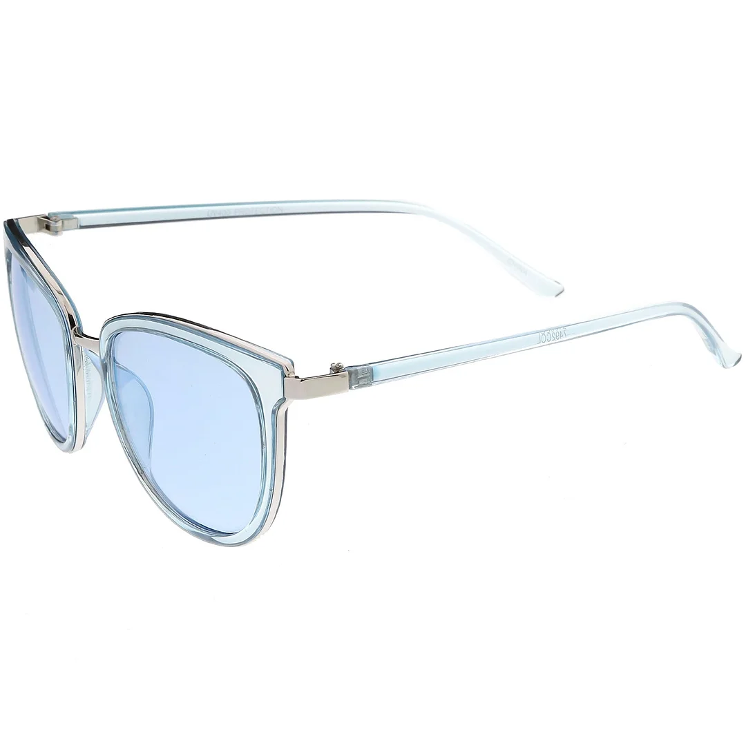 Translucent Metal Trim Square Horn Rimmed glasses Color Tinted Lens 53mm