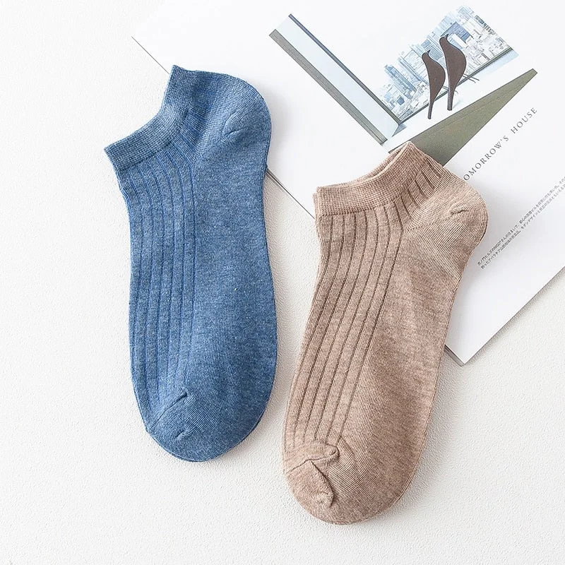 5 Pairs Women Simple Solid Cotton Casual Striped Short Socks for Ladies Breathable Comfortable Soft Trendy Japanese Korea Sox