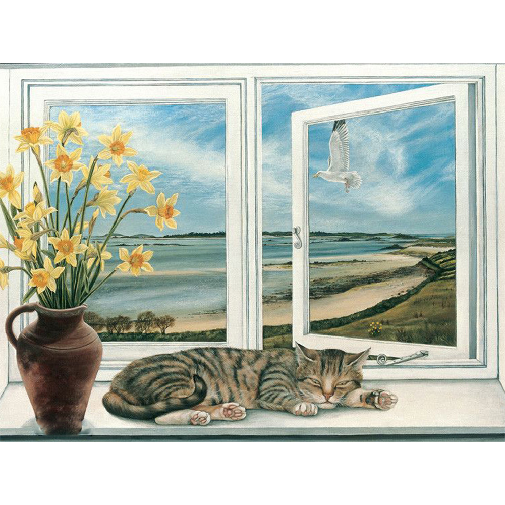 

Cat By The Window - Round Drill Diamond Painting - 40*30CM, 501 Original