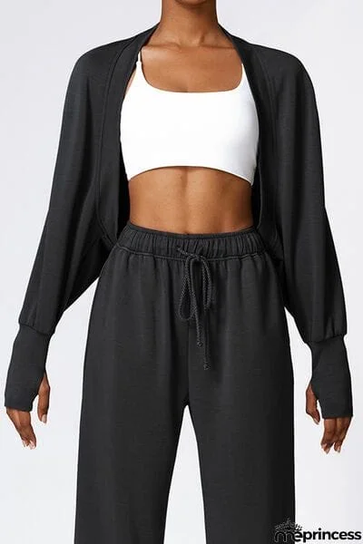 Open Front Long Sleeve Cropped Active Outerwear