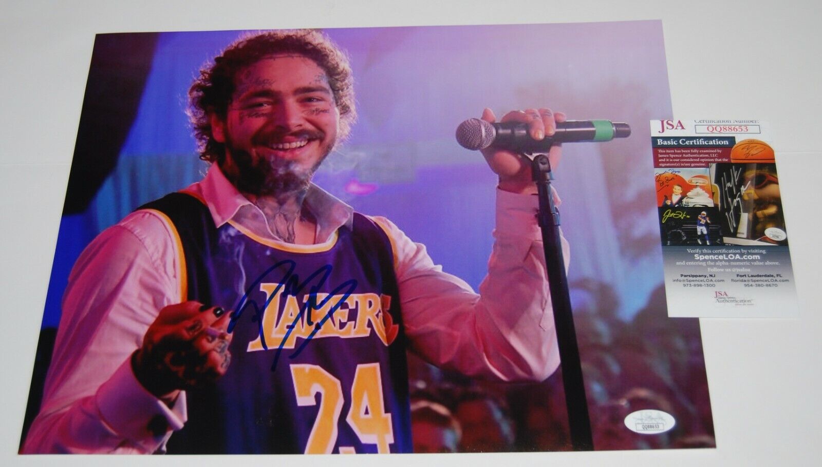 POST MALONE signed (AUSTIN POST) White Iverson Music 11X14 *PROOF* JSA #4