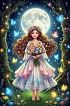 Luxury AB Velvet Diamond Painting Kit - Girl Holding Flowers