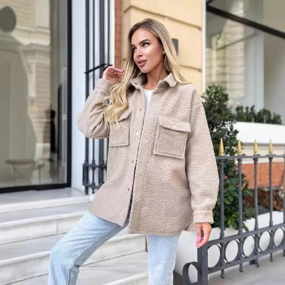 Nigikala Nigikala Women's Clothing 2025 Autumn And Winter New Hairy Casual Clip Long-Sleeved Shirt