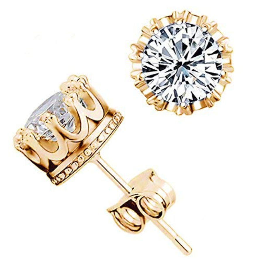 9.4mm Crown Earrings Stud-VESSFUL