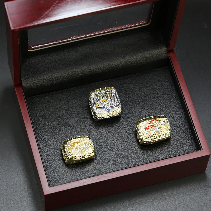 1997 1998 2015 NFL Denver Broncos Championship Ring 3-Piece Set