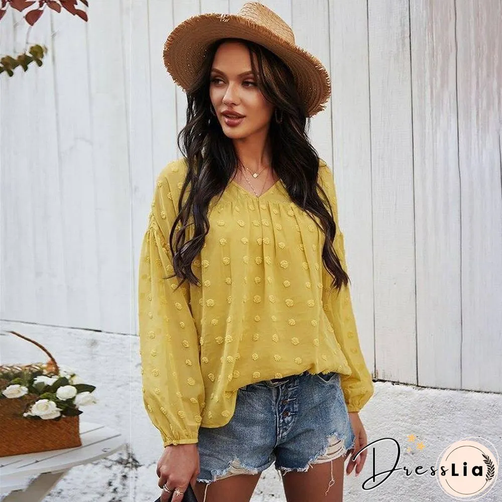 Spring New chiffon blouse women fashion neck full sleeve summer shirt tops for casual