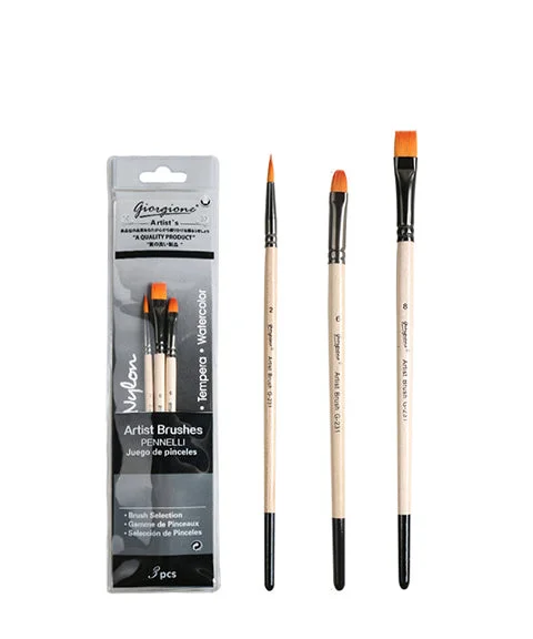 3 Pcs Premium Synthetic Paint Brush Set With Wood Handles-Himinee.com