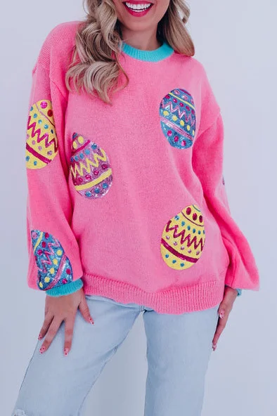 Easter egg sequin casual sweatshirt