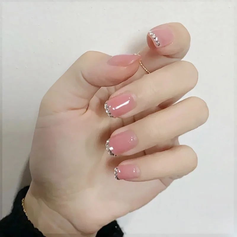 24pcs/set Press on Nail Tips Acrylic 10 Sizes Flower Design Fake Nails Art Full Cover French False Nail Art Tips Artifical Nails-Nail Inspo